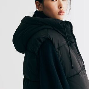 H&M Black Puffer Vest with hood